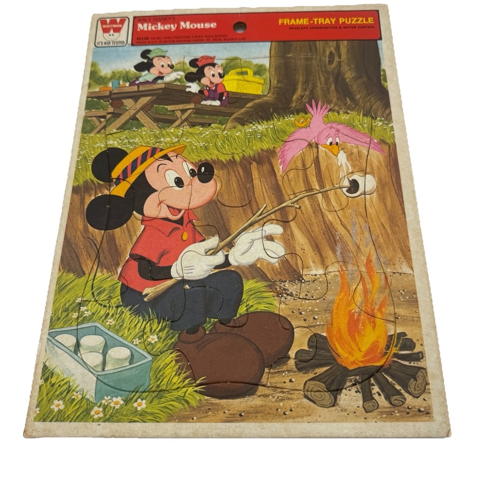 Vintage Walt Disney's Mickey‎ Mouse 4510G Frame Tray Puzzle Whitman Marshmallows